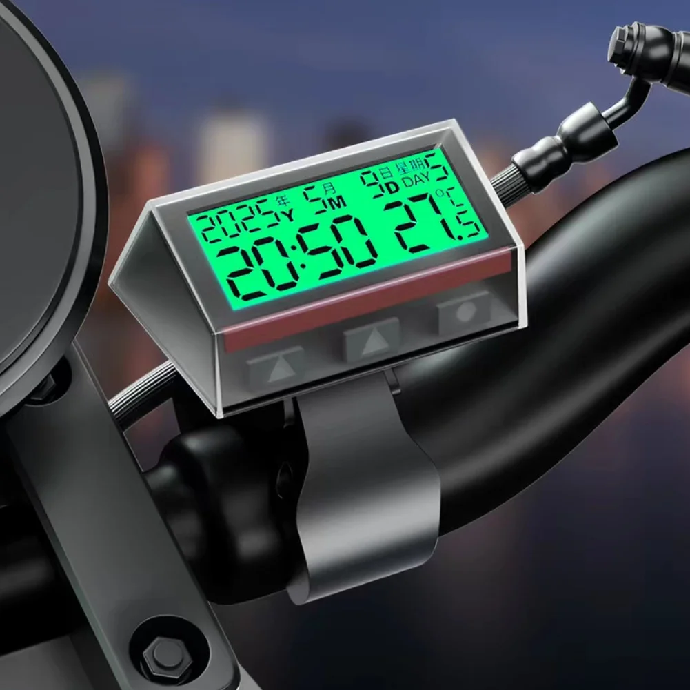 Auto Interior Solar For Mini Digital Clock For Dashboard Display Date Temperature  Waterproof Design With Touch Control Button