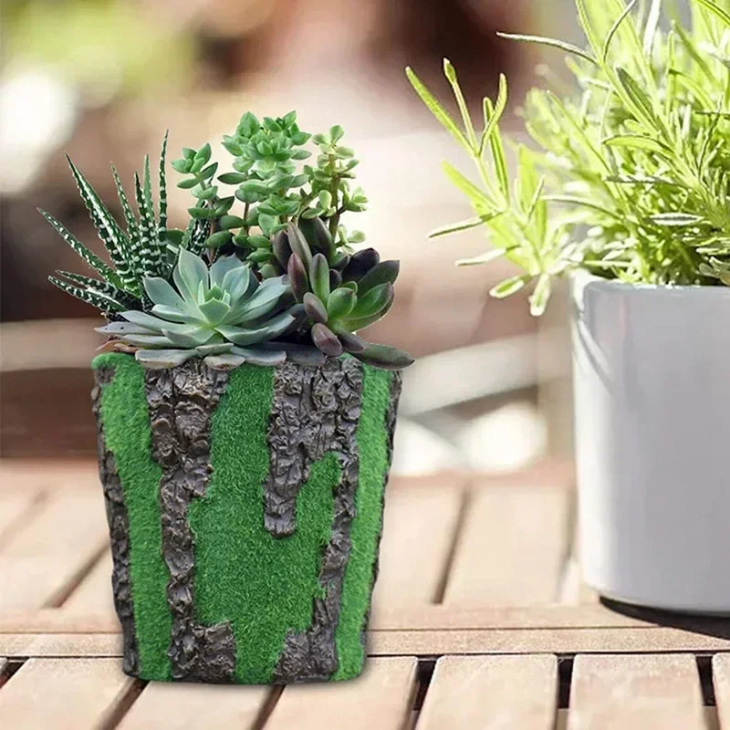 Moss Flocking Succulent Plant Pot Garden Bonsai Decoration Indoor Outdoor Planter Flowerpot Home Desk Decoration Flower Pots