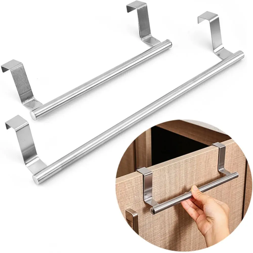 Kitchen Accessories Extendable Storage Shelf Cupboard Hanger Multi-functional Stainless Steel Cabinets Door Hook Towels Holder