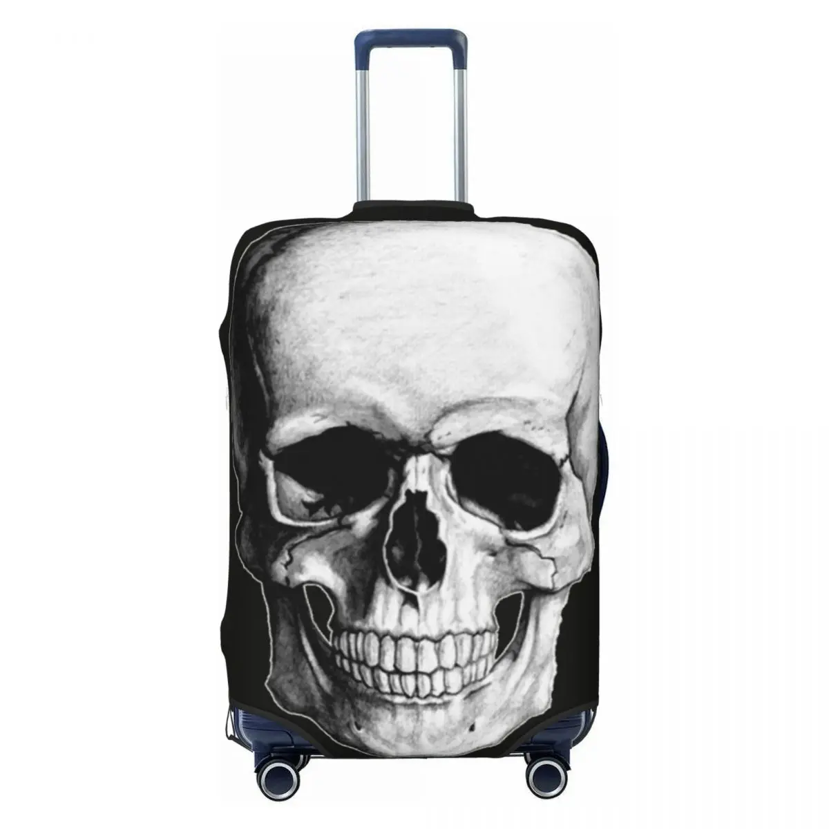 Pp Bones Skull Head Rivet Double Shoulder Suitcase Cover Skull Travel Protector Flight Fun Luggage Case