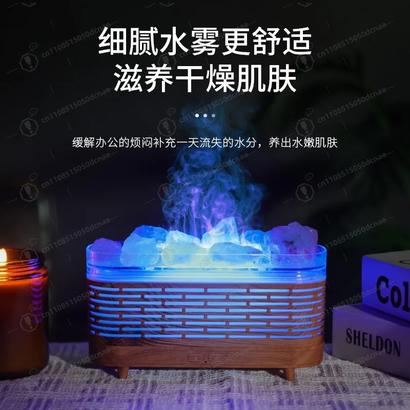 Nuova macchina per aromaterapia in cristallo naturale con pietra di sale, mini umidificatore deodorante da 120 ml per atmosfera colorata creativa da tavolo