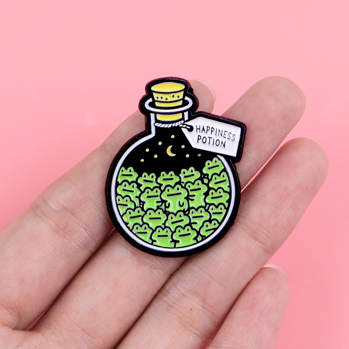 Niedliche Frosch-Emaille-Pins „I Frogot“ & „Happiness Bottle“ Broschen Abzeichen für Rucksäcke Geschenke Paar-Schmuck Cosplay-Accessoires – Detail 7