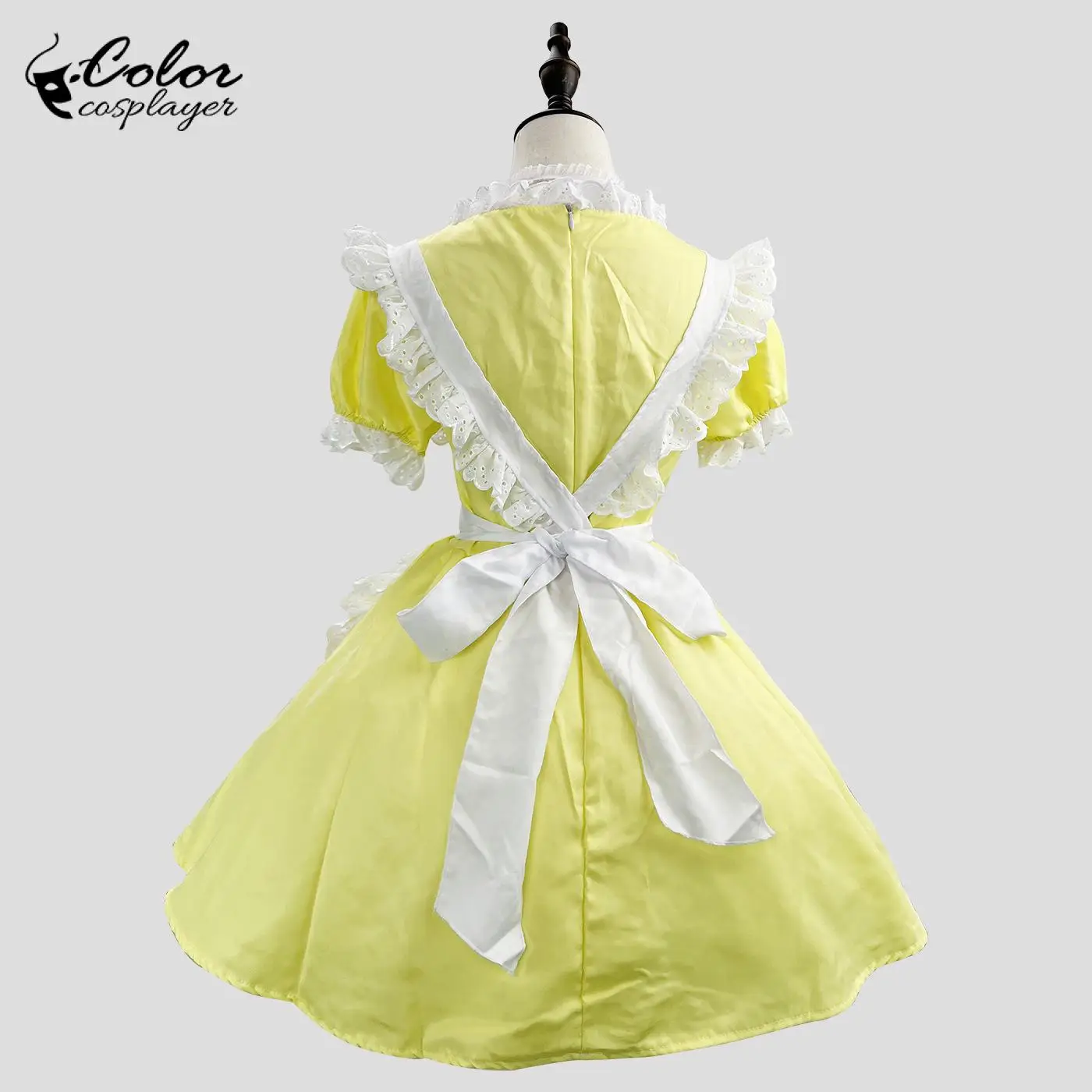 Color Cosplayer Yellow Maid Dress with Apron Coffee Servant Dress Up Square Neck Anime Lolita Cosplay Costume Women Uniform