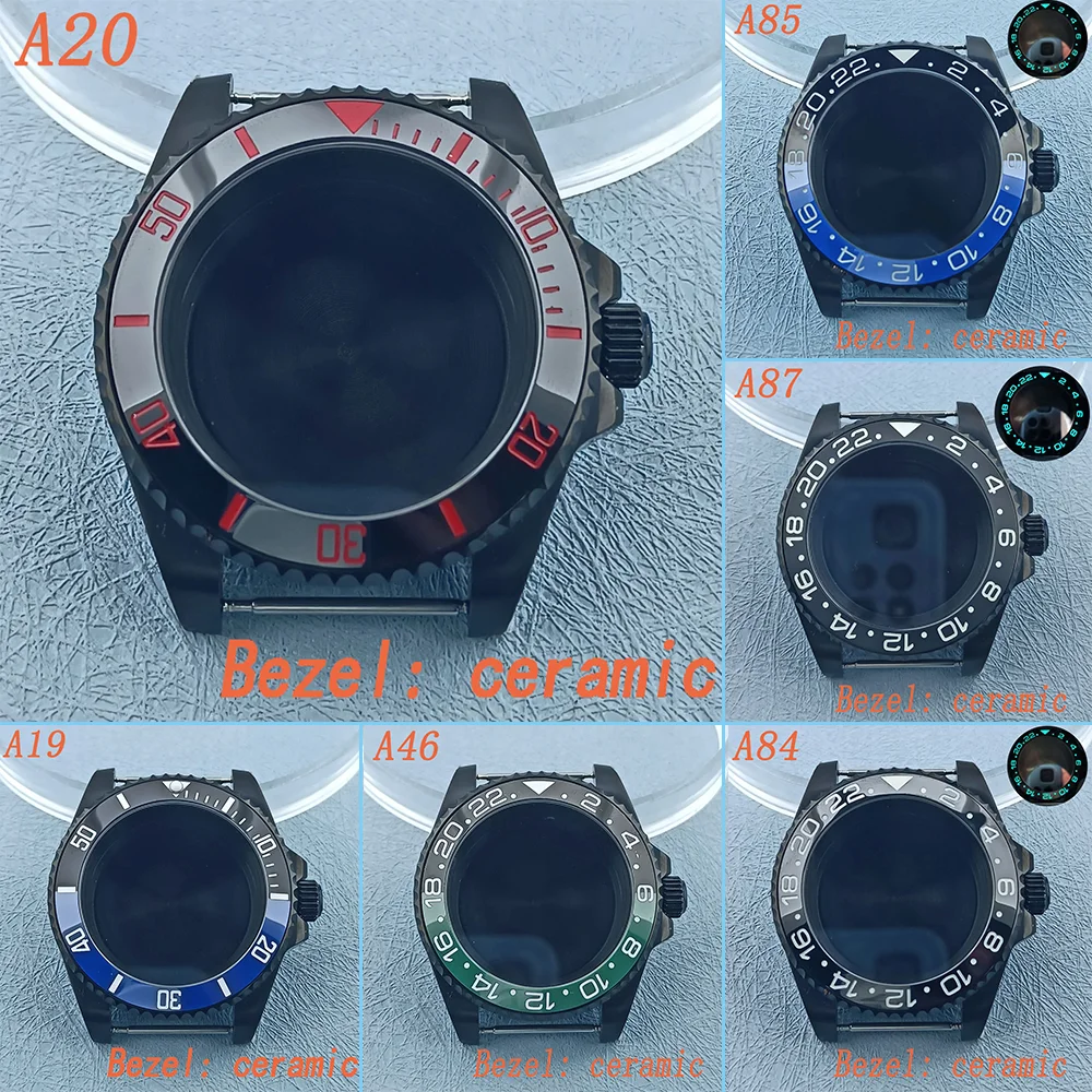 120 rotating scale 40mm SUB GMT Watch Case Fit NH34 NH35 NH36 NH38 Movement Stainless Steel Sapphire Glass Waterproof Watch Box