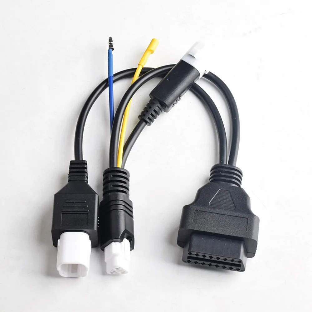 For YAMAHA 3Pin 4Pin Male Connector & YAMAHA 3Pin Female Motorcycle 3 IN 1 Extension Cable to OBD2 16Pin Motor Wires