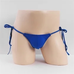 Sexy String Bikini Underwear Men Side Tie Swimsuit Low Waist Underpants Bandage Micro U Convex Pouch Thongs Calzoncillos Hombre