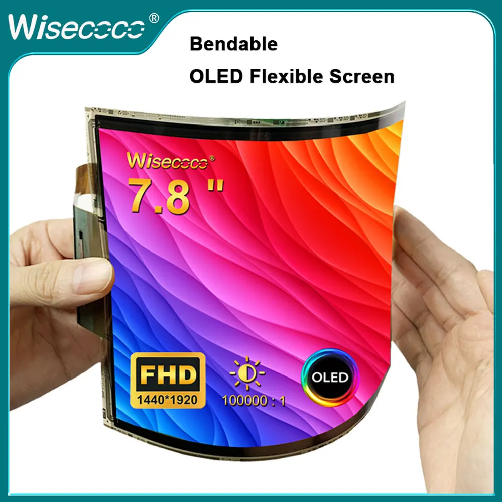 Wisecoco OLED Flexible Display 7.8 Inch IPS 1920x1440 AMOLED Ultra Slim Bendable Flexible Screen With Type C HDMI Driver Board