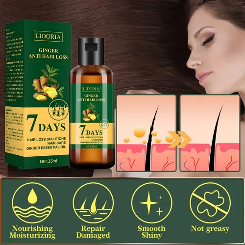 Imagen 2 del producto Suero líquido para el crecimiento del cabello para hombres y mujeres, aceite esencial para el cuidado del cabello, anticaída, previene la calvicie, jengibre, 1 piezas, 35ml