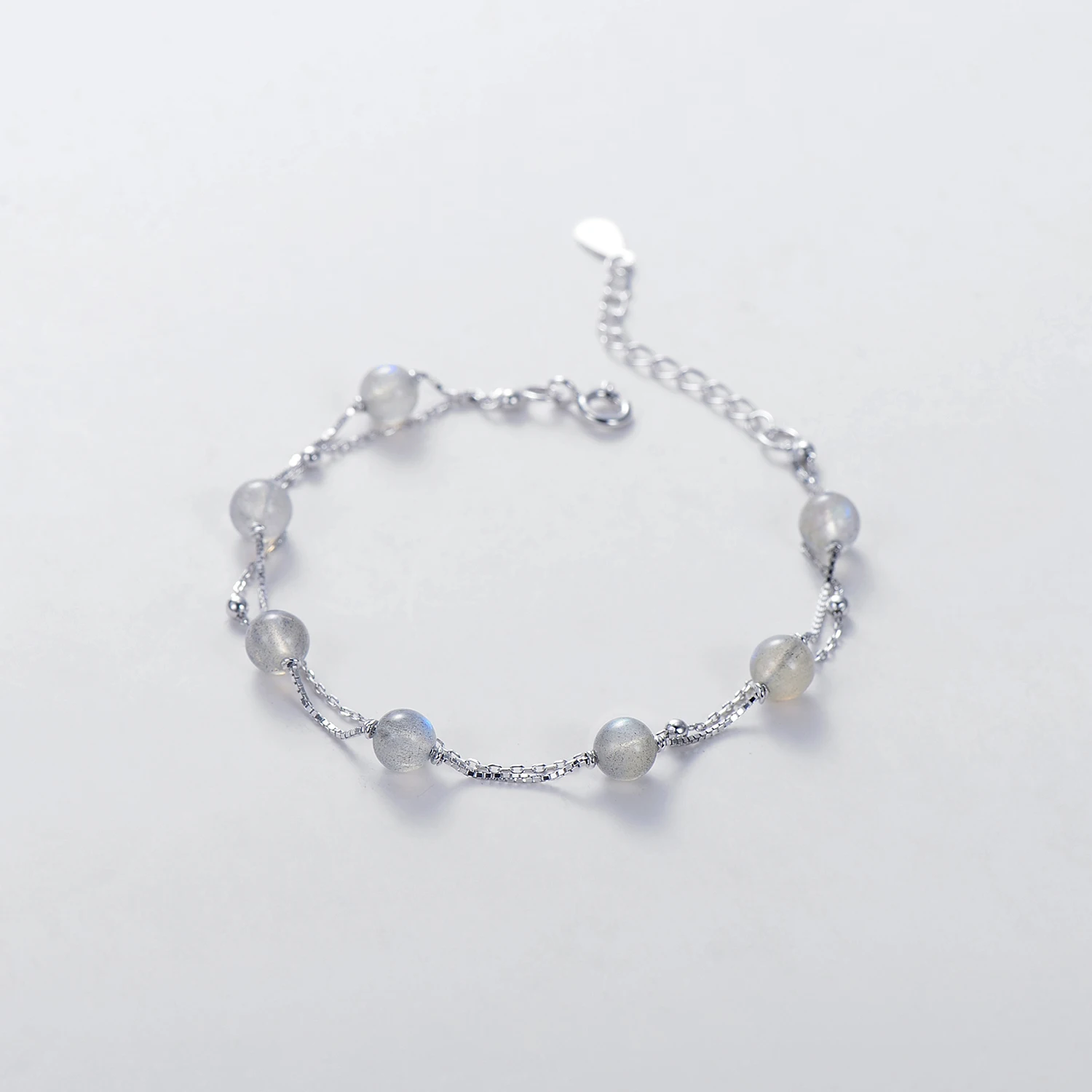 MODIAN Natural Moonlight Crystal Bracelet Genuine 925 Sterling Silver Chain Link Bangle Jewelry Accessories Women Jewelry Bijoux