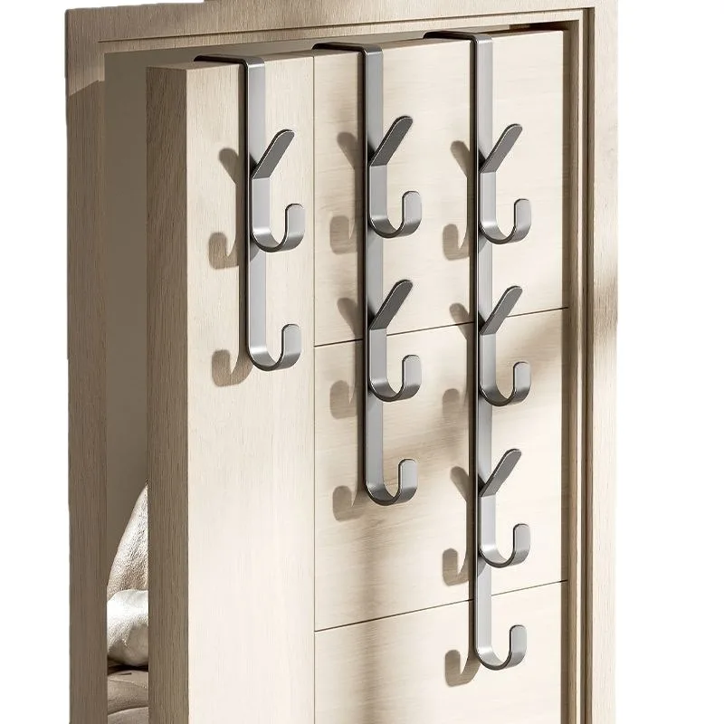 Hook Behind The Door Vertical Row No Punching Metal Coat Hook Hanging Bag Rack on The Door Bag Hat Storage Artifact