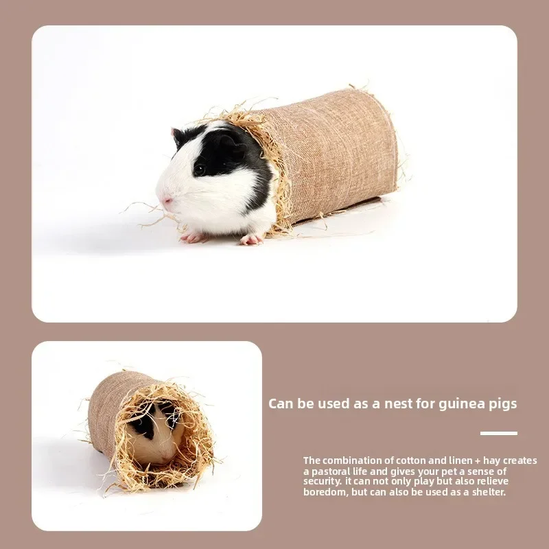 Pet Rabbit Arched Tunnel Toy Guinea Pig Chinchilla Hiding Grass Nest Simulated Pet Thatched House Summer Pavilion Leisure Toys view 5