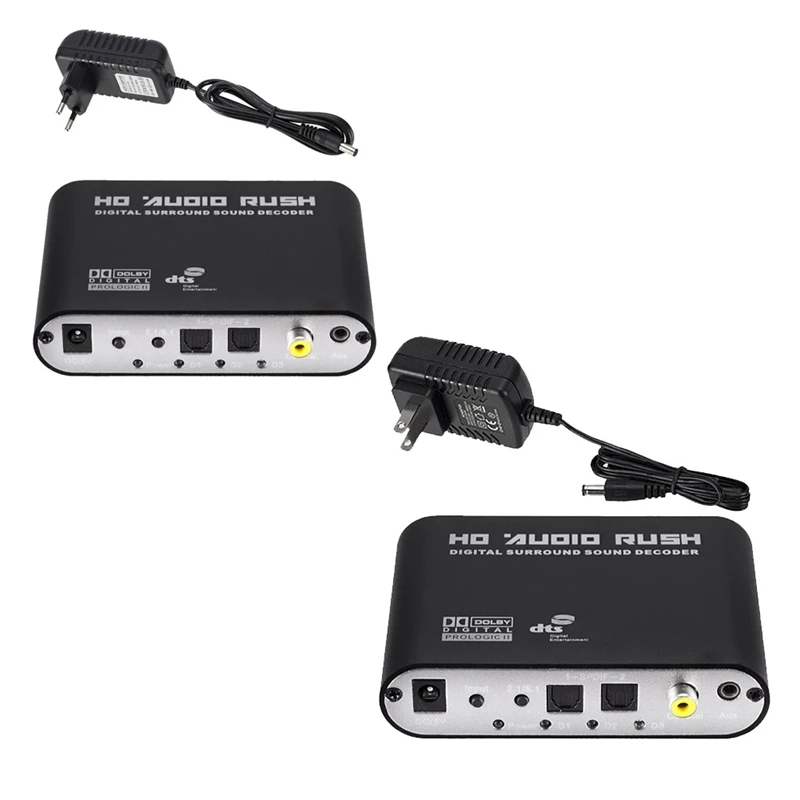 Digital To Analog 5.1 เครื่องถอดรหัสเสียง SPDIF Coaxial To RCAAC3 Optical Digital Amplifier Analog Converter ทนทาน US Plug