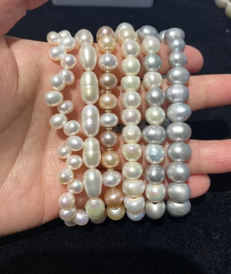

Popular Style 100% Natural Baroque Pearl Bracelet Freshwater Round Pearls for Female Charm Bracelet Hand Jewellery Accessories