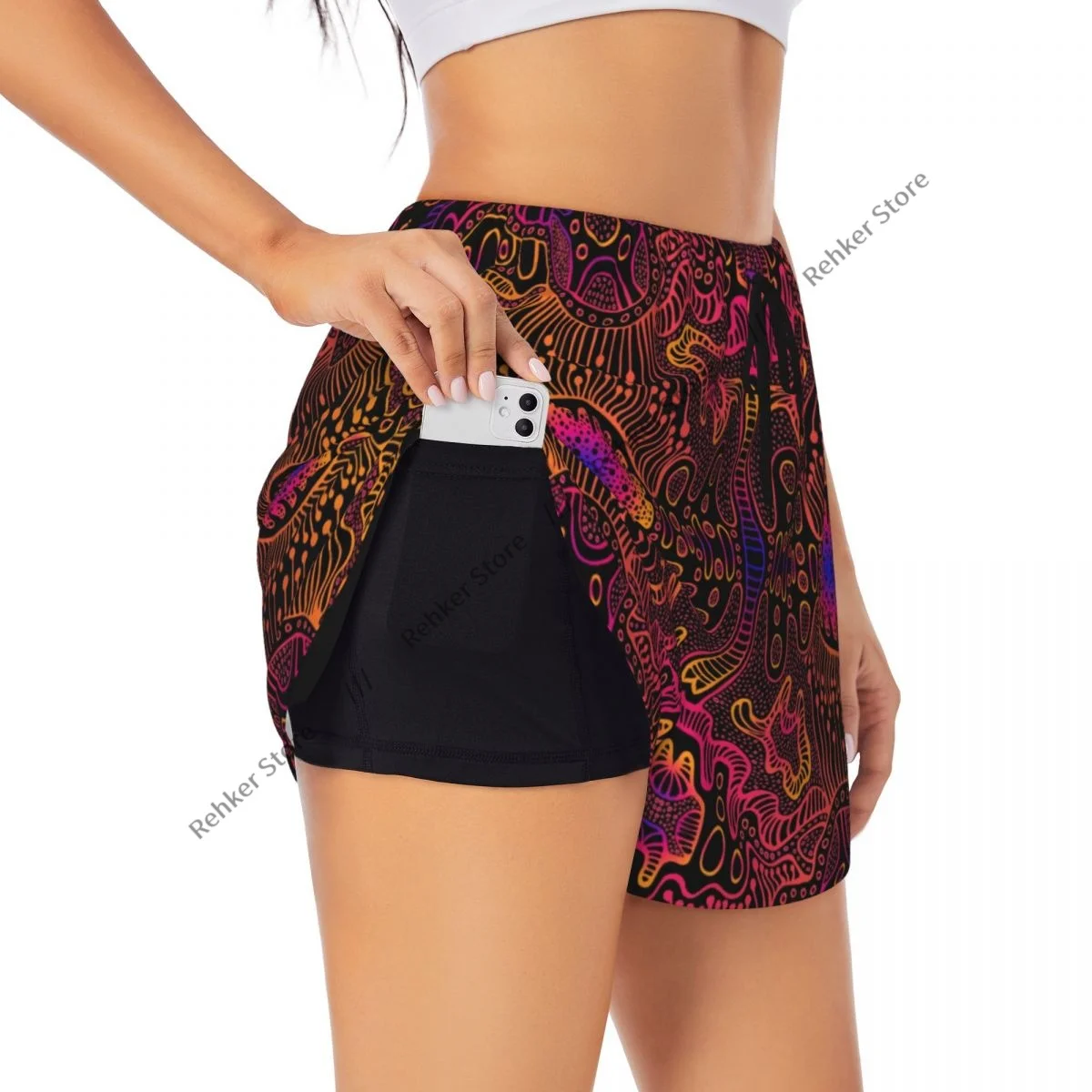 Calções de treino feminino fitness secagem rápida dupla camada shorts espaço psicodélico trippy atlético yoga calças curtas ginásio leggings