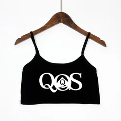 New Sexy Crop Top QOS Queen Of Spades Print Women's Sexy Elastic Cotton Camis Sleeveless Female Short Girls Tank Top Bar Women