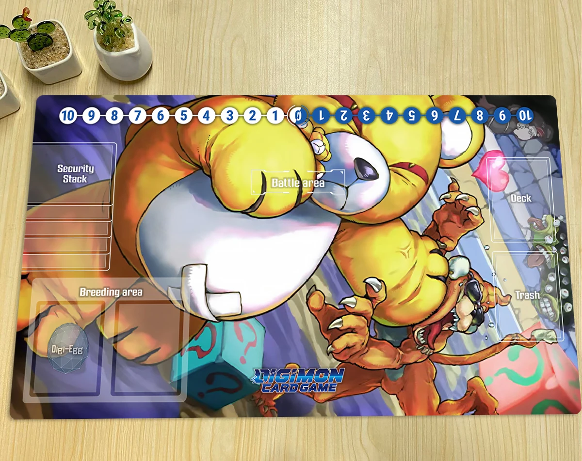 Digimon Play Mat Monzaemon Gokuwmon DTCG CCG Board Game Trading Card Game Playmat Anime Mouse Pad Rubber Desk Mat & Free Bag