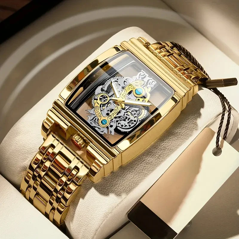 Men's Luxury Quartz Watch, Folding Clasp, Hollow Design, Stylish Business Casual Versatile Watch for Trendy Men, the Best Gift for Him