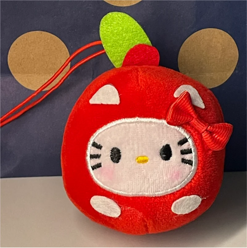 Kawaii Sanrio Plushie Toy Anime Apple Head Hello Kitty Bag Pendant Kt Cat Limited Plush Toys Keychain Birthday Gift for Girls