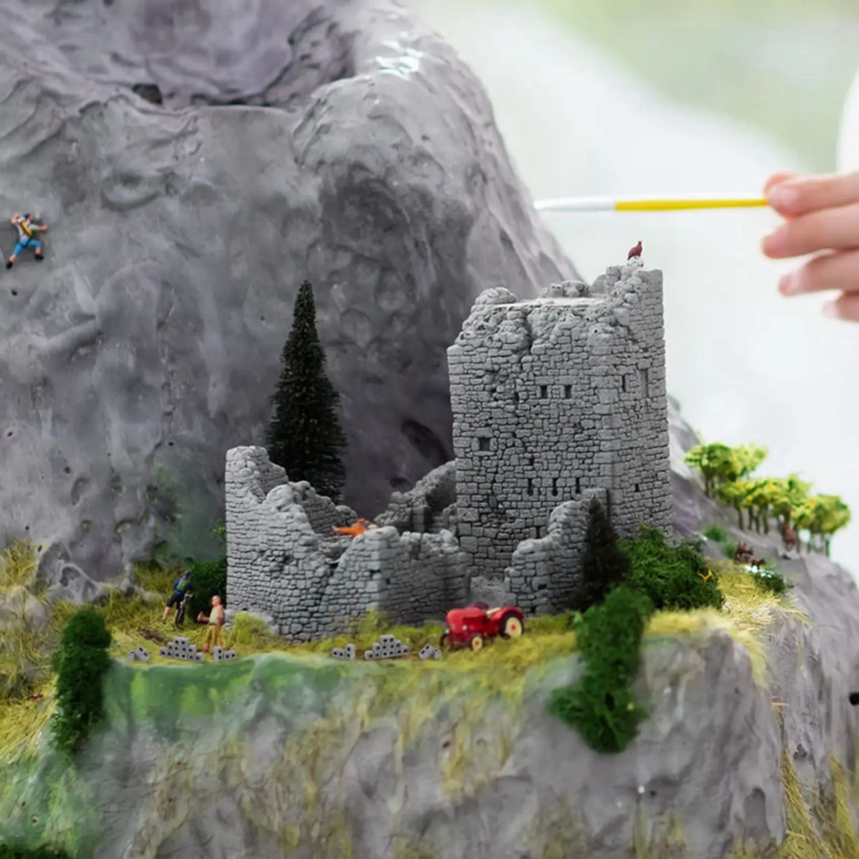 

T84C-180 упаковок, конструкторы, масштаб 1/12, мини-кирпичи, бетонные миниатюрные кирпичи, крошечные ландшафтные аксессуары для кукольного домика