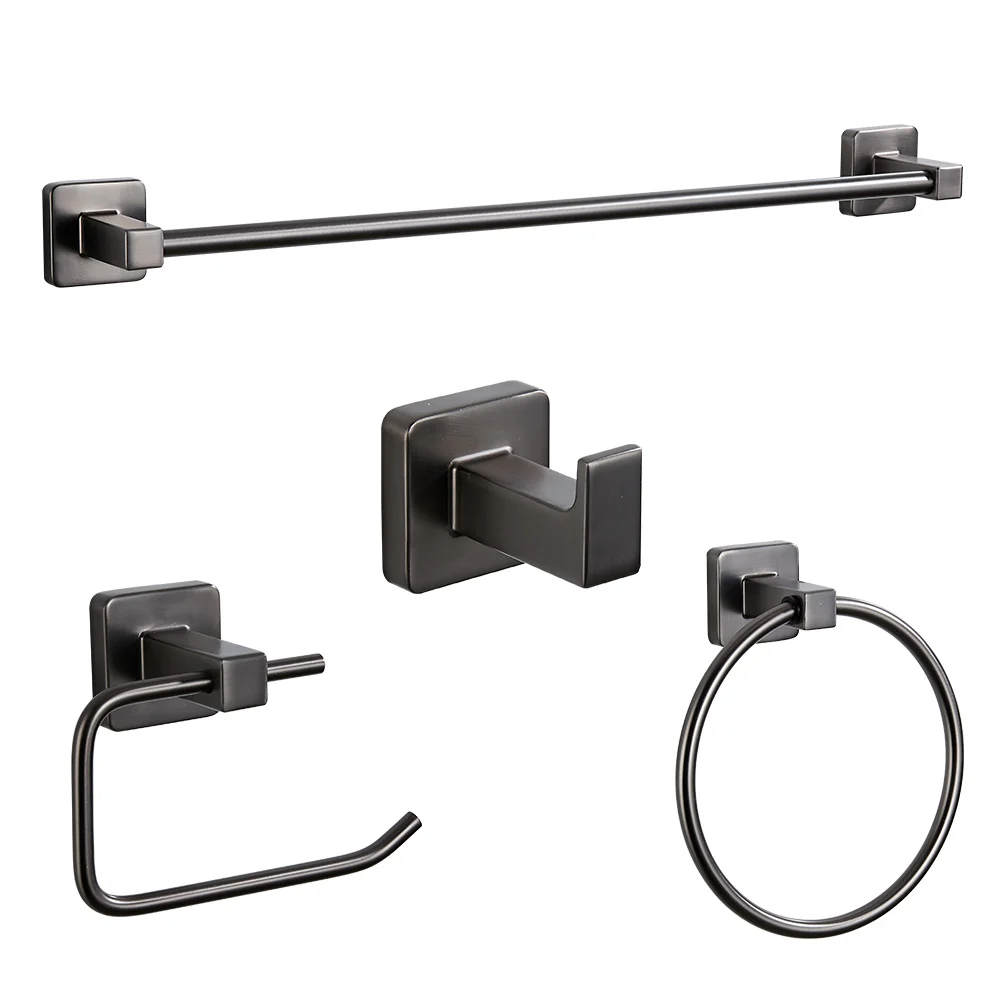 Gun gray Bathroom Accessories Sets Towel Holder Bar Rack Hooks all Mount Toilet Paper Roll Holder Coat Hanger Hardware