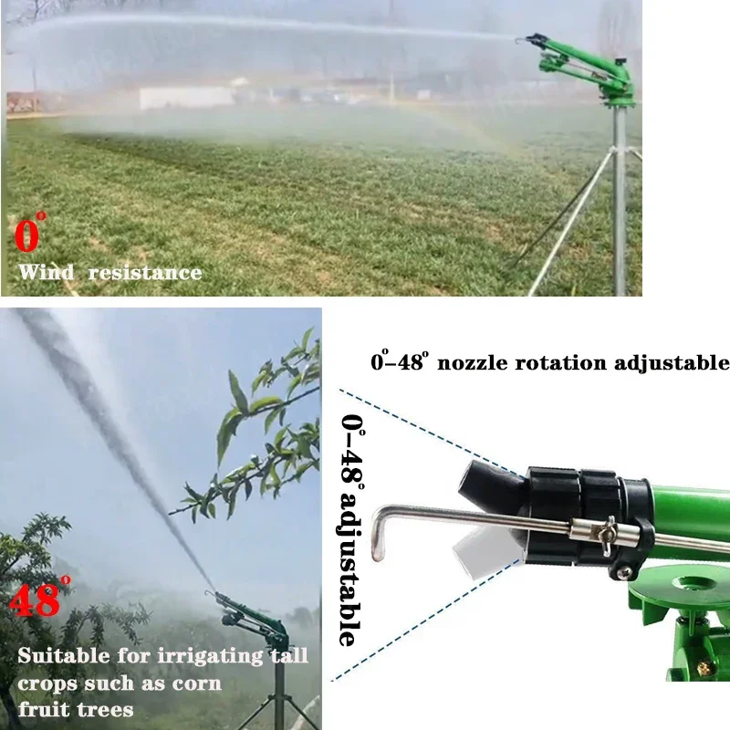 New Updated LongThrowing Strong Metal Big Rain Gun Sprinkler For Farmland Irrigation, Dust Removal, Agricultural Sprayer