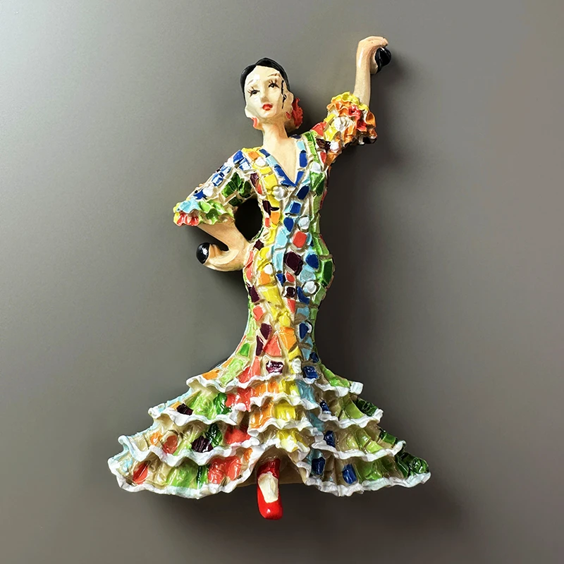 

Flamingo Dancer Adornment in Barcelona, Spain Tourism Memorial Fridge Magnet Accompanying Ceremony