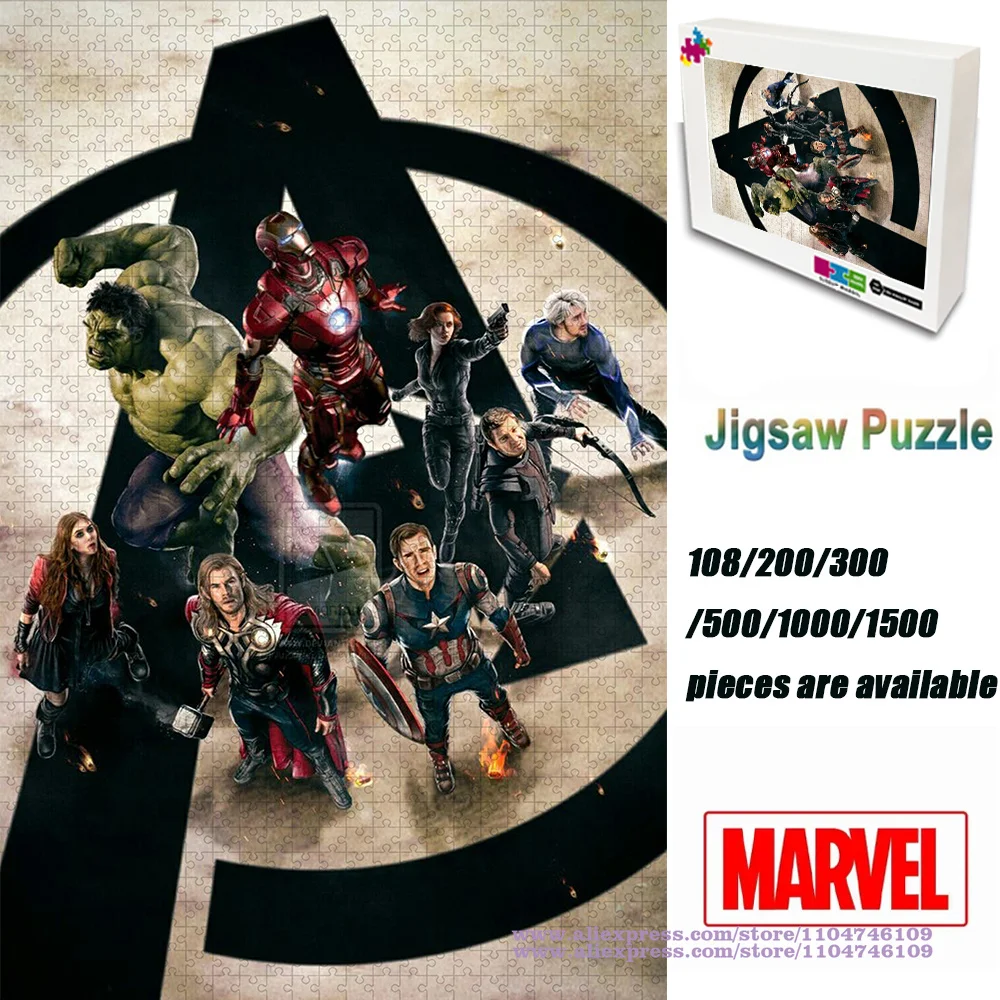 

Marvel Puzzle Jigsaw 108/200/300/500/1000/1500Pcs Intelligence Puzzles for Kids & Adults Funny Puzzles Birthday Gift with Box