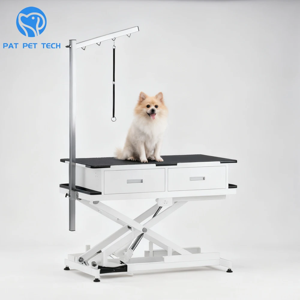 Electrical X Type Adjustable Professional Large Dog Pet Grooming Table With Drawers