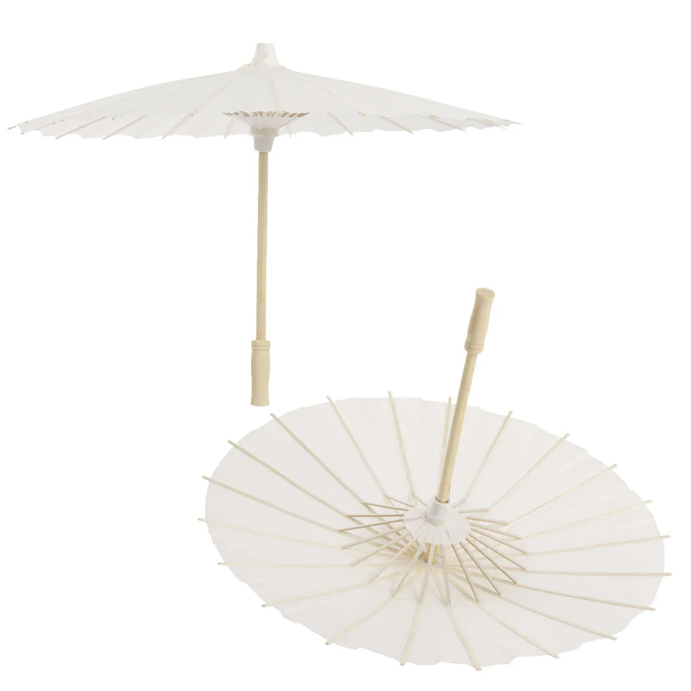 40 Cm Attractive Umbrella Paper Parasol Performance Decorative Special Event Decoration Wooden White