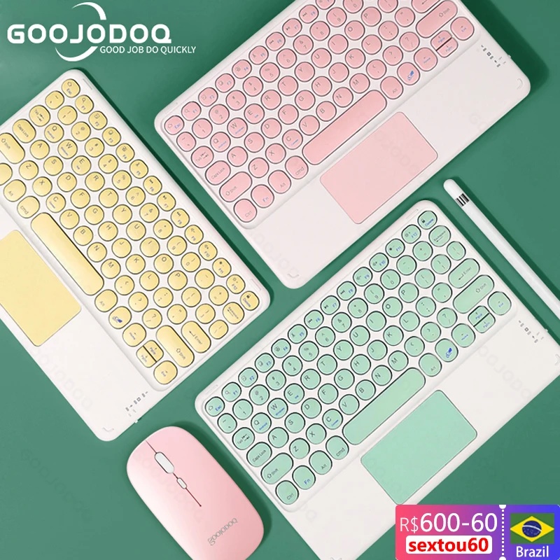 Para ipad teclado e mouse combo, teclado sem fio bluetooth teclado para ipad xiaomi samsung huawei tablet android ios windows