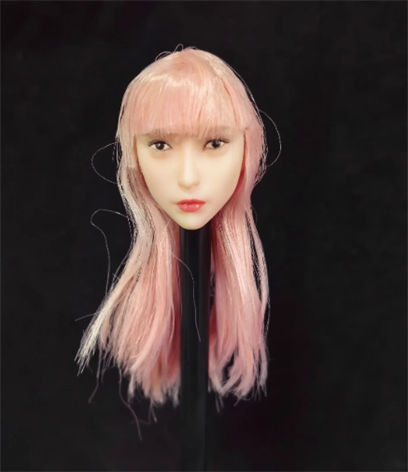 

1/6 скульптура головы, длинные волосы, выражение девушки, розовые, черные волосы для 12-дюймовой фигурыTB, розовая/черная модель волос, женская фигурка тела