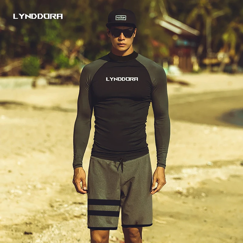 SAILBEE Men UV Protect Swimwear Long Sleeve Swimsuit Mens Rashguard Surfing Rash Guard Surf Shirt For Swimming Diving suit