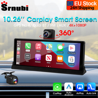 Srnubi 10.26 inch 4K ADAS Car DVR with 360° Rotation Dash Cam Wireless Carplay Android Auto Mirror Link BT WIFI AUX FM Dashboard