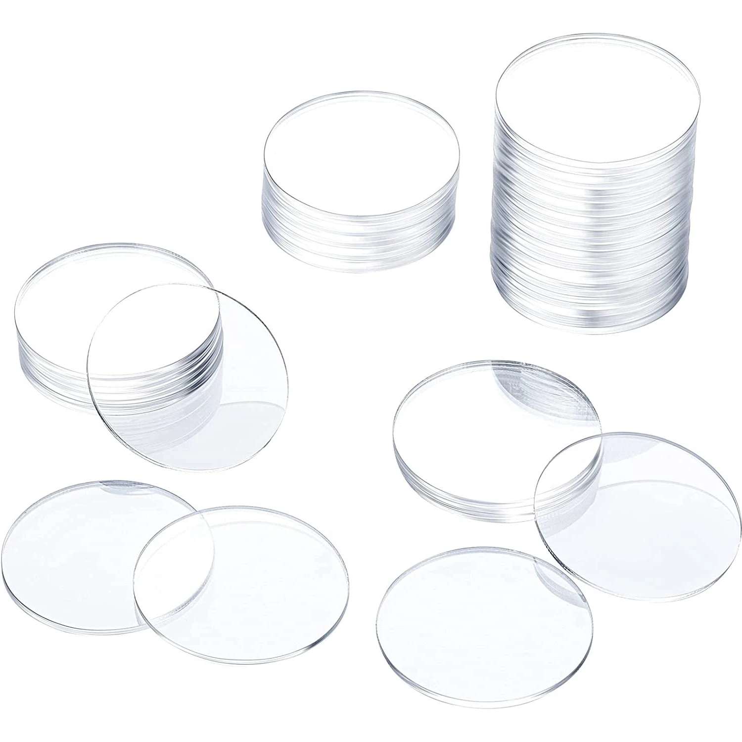 

50 Pieces Clear Acrylic Sheet Acrylic Disc Blank Round Acrylic Sign for Milestone Markers, Engraving, Painting and DIY Projects