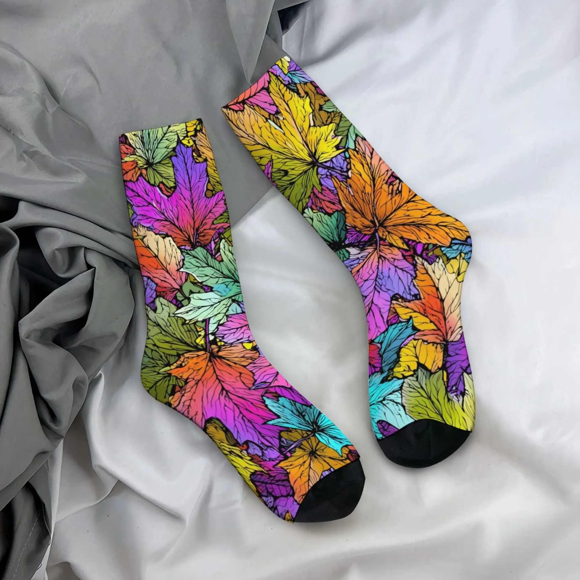 

Colorful Maple Leaf Fashion Cartoon Socks Novelty Funny Happy Men's Socks Breathable Anti-Slip Outdoor Casual Sports Socks Gift