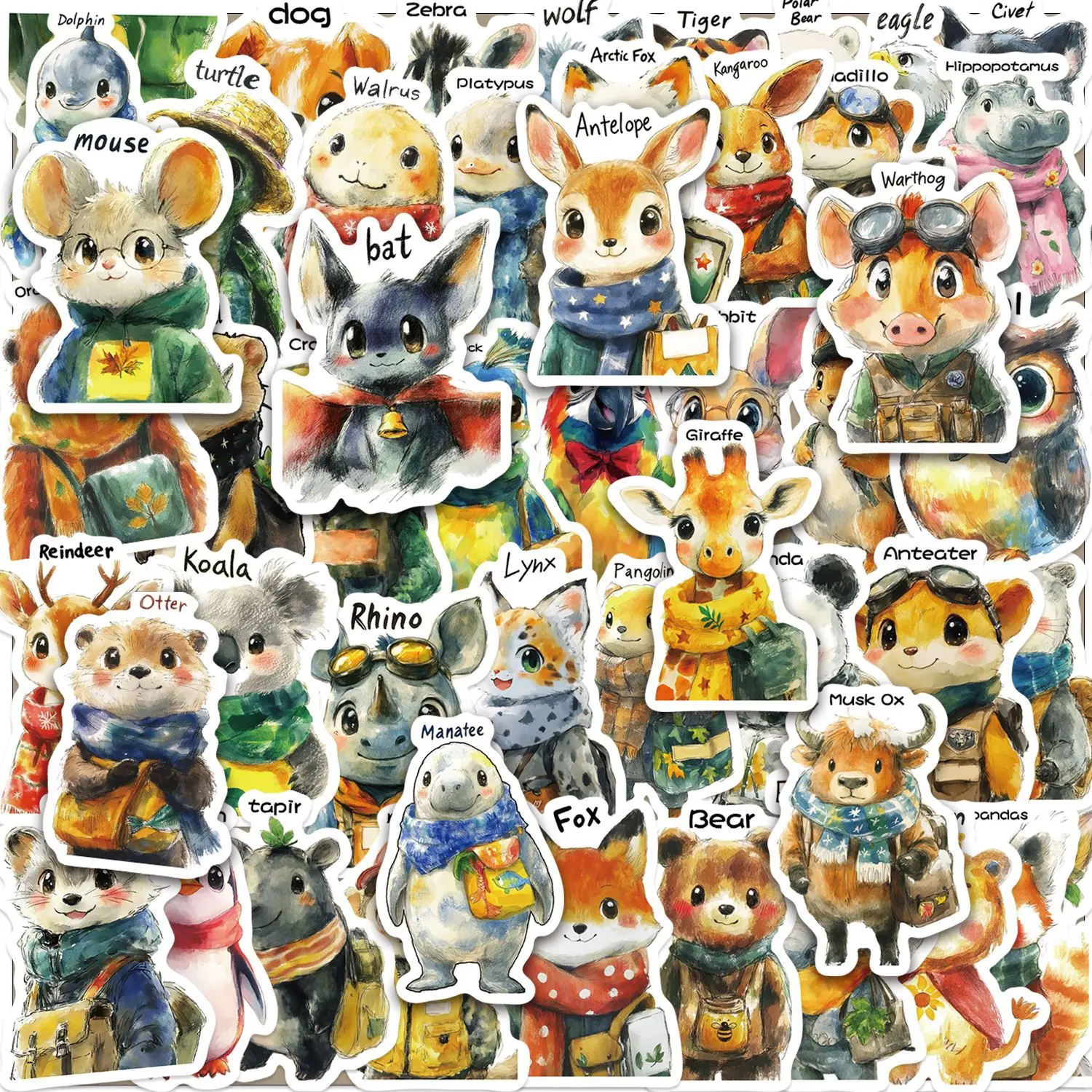 50 Stück Kreative Fantasy-Tier Cartoon Niedliche Aufkleber, Handbuch-Dekoration, Handyhüllen, Notizbuch Personalisierte Sticker