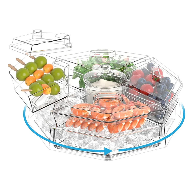 

ABWZ-Rotating Chilled Serving Tray Cold Food Buffet Server For Fruit, Vegetable, Appetizer, Shrimp