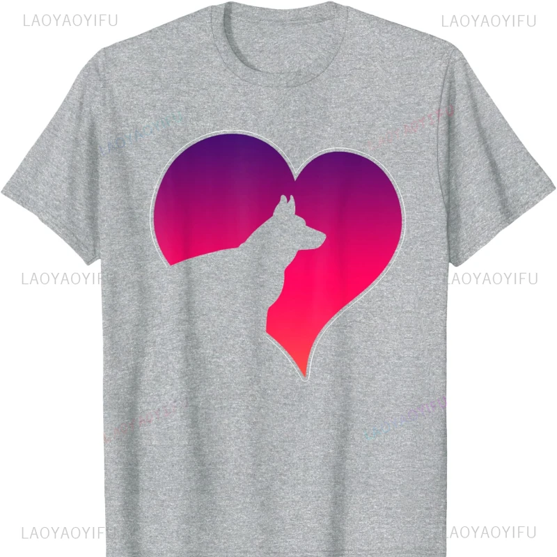 German Shepherd Dog Heartbeat Love Dog Mom Dad Owner Gift T-Shirt Harajuku  Clothing Y2k Top Funny Outdoors High Quality unisex