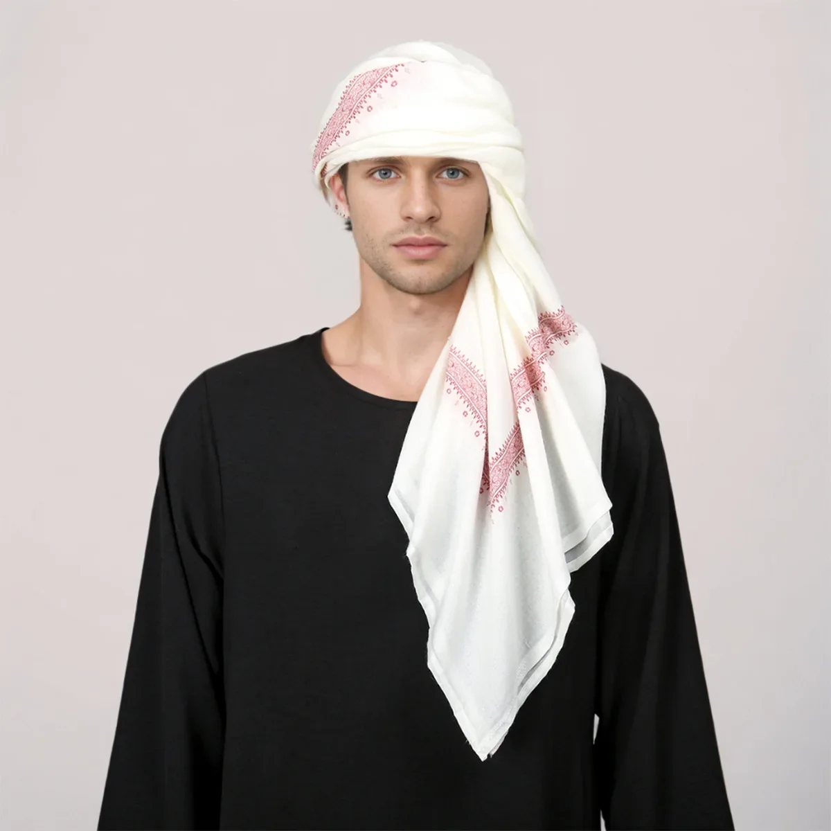 Arabian Male Square 140cm Headscarf Shawl Headwear Kopftuch Herren Muslim Dubai Turban Cap Desert Head Scarf for Men