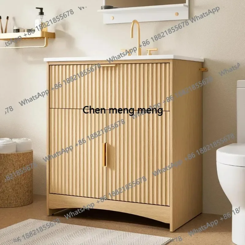 30'' Bathroom Vanity with Ceramic Sink, Modern Undermount Vanity Sink Cabinet with 2 Doors and 1 Drawer, Fluted Free Customized