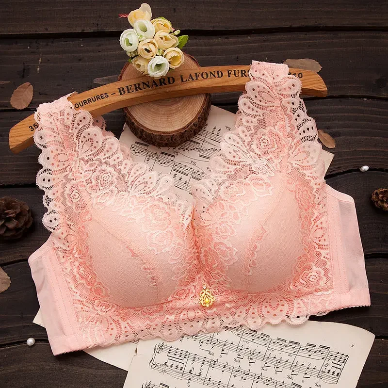 Sujetador Push Up de encaje para mujer, Bralette bordado Floral, ropa interior femenina, ropa interior para niñas