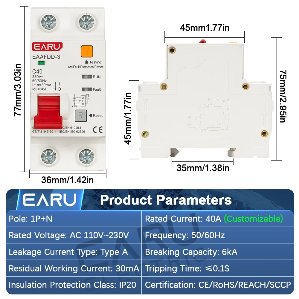 EARU AFDD AFCI Arc Fault Detec - đánh giá và giá Circuit Breaker Finder