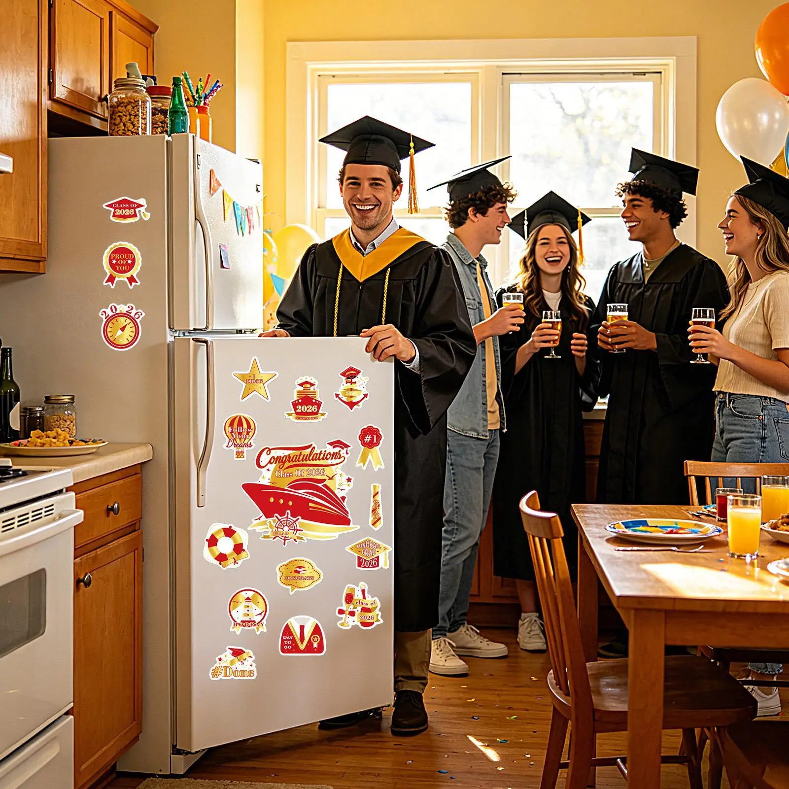 Graduation Cruise Door Magnets 18 Pieces Waterproof Reusable Stickers Graduation Magnets For Cruise Ship Door For Carnival Cabin