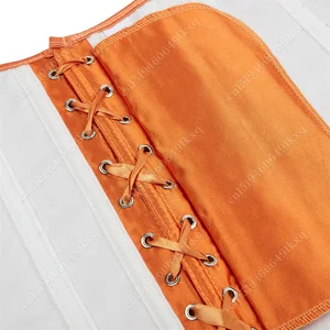 Overbust Loop über der Punktzahl für Frauen, sexy Korsetts, Orange Satin Bustier, obere Plus Größe 12 Hauptverkauf Orange Korsett - №11