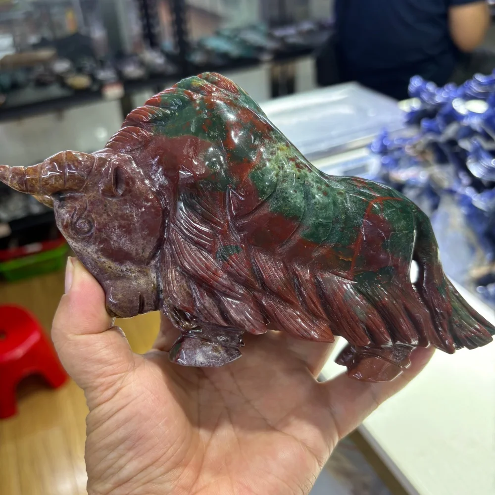 1PCS Natural Ocean Jasper Yak Quartz Carving Feng Shui Healing Home Decor Lucky Gift Fashion Feng Shui Decoration
