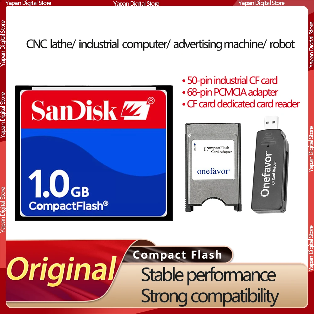 SanDisk CompactFlash 1GB CF Cards Cameras Memory Cards Industrial Compact Flash for  Frank, Fanuc, CNC, Mitsubishi