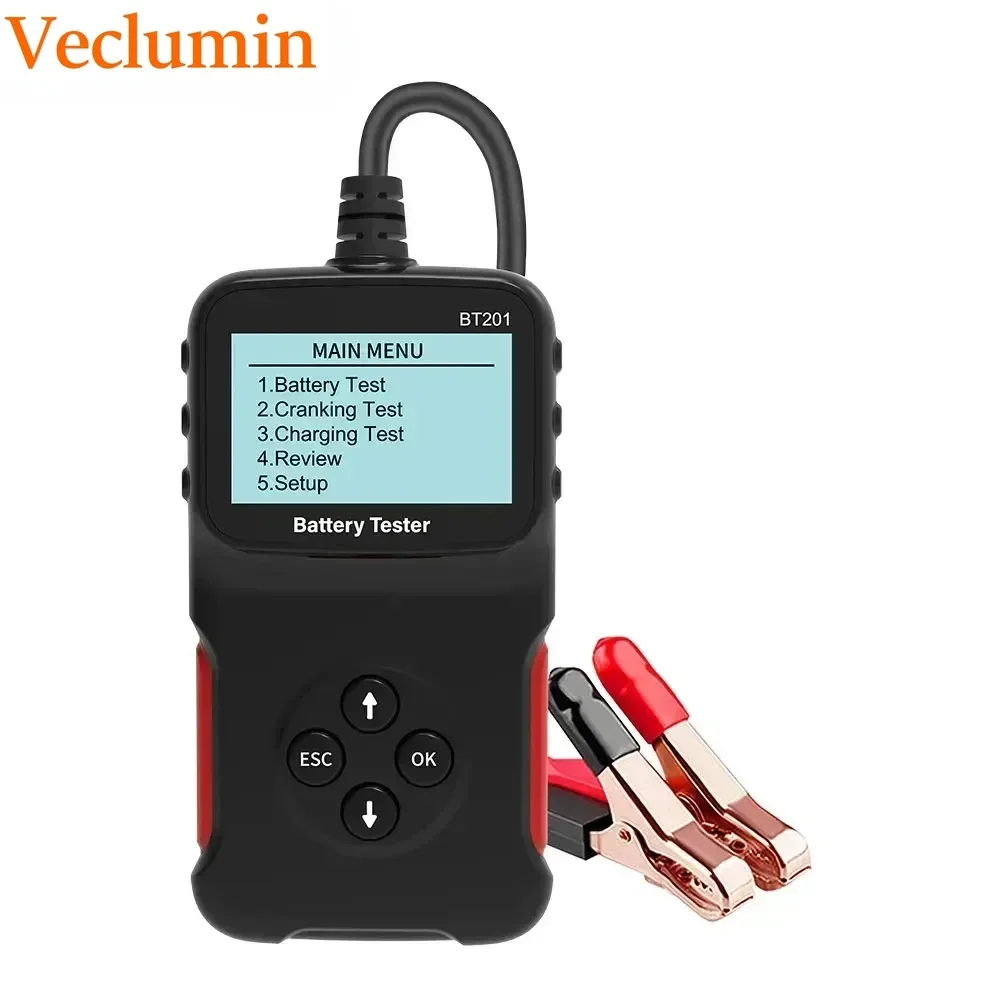 Car Battery Tester Detector Universal 12V Multi-Function Cranking Charging Circut Test Support 6 Languages BT201 100-2000 CCA