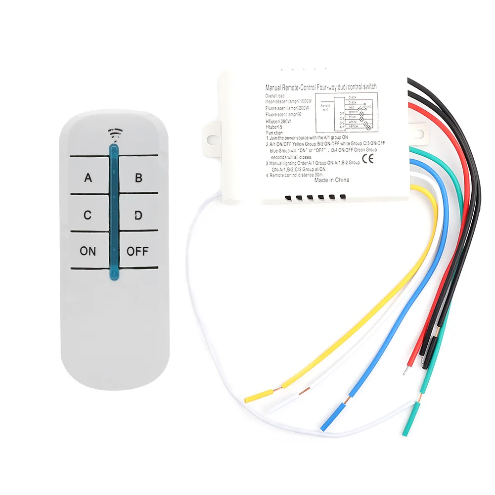 4 Ways ON/OFF 220V Digital Wireless Wall Light Receiver Transmitter Remote Control  Digital Wireless Wall Remote