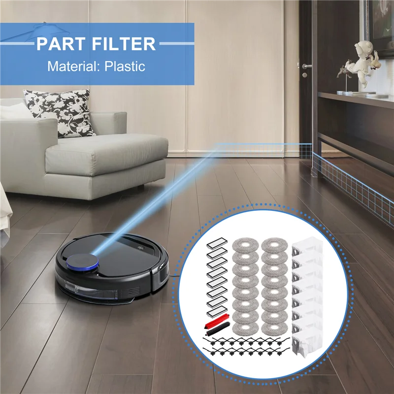 

AT28-For Roborock V20 / P10S Pro Main Side Brush Mop Cloth Hepa Filter Dust Bag Accessories Parts