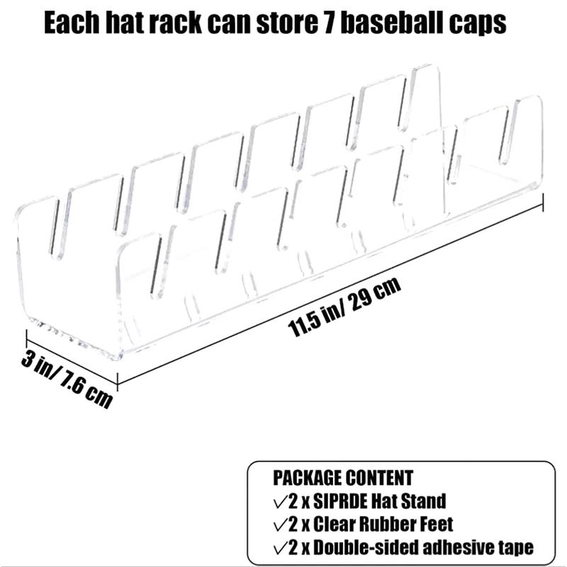 1Pc Portable 7 Hole Hat Organizer Durable Clear Acrylic Baseball Cap Display Rack For Home Closet Storage Decorative Items